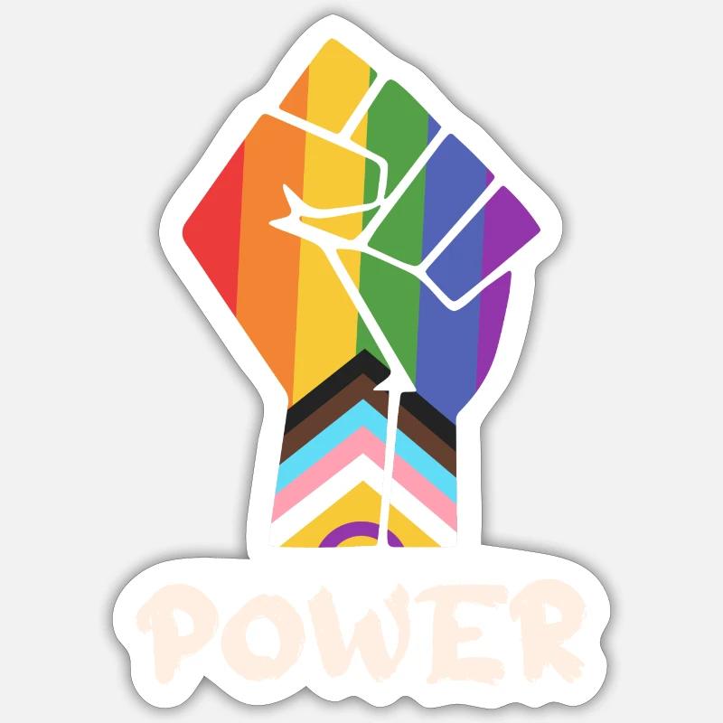 Pride Progress Power Pride Faust für Equality - Sticker Größe S (10 x 10 cm) - Mattweiß