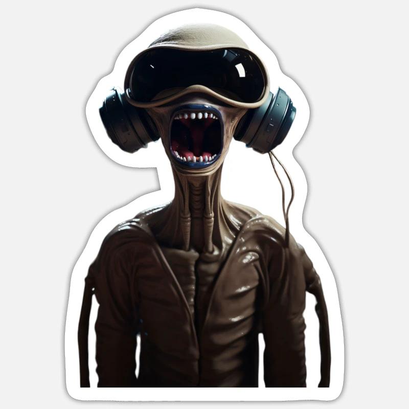 Alien en réalité virtuelle - Sticker taille S (10 x 10 cm) - blanc mat