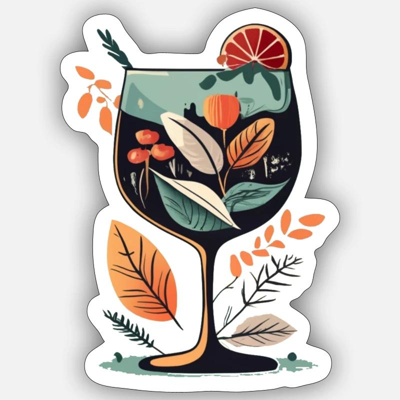 Verre à vin botanique Bloom - Sticker taille S (10 x 10 cm) - blanc mat