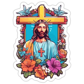 Jesus Christus - Sticker Größe S (10 x 10 cm) - Mattweiß - Vorne