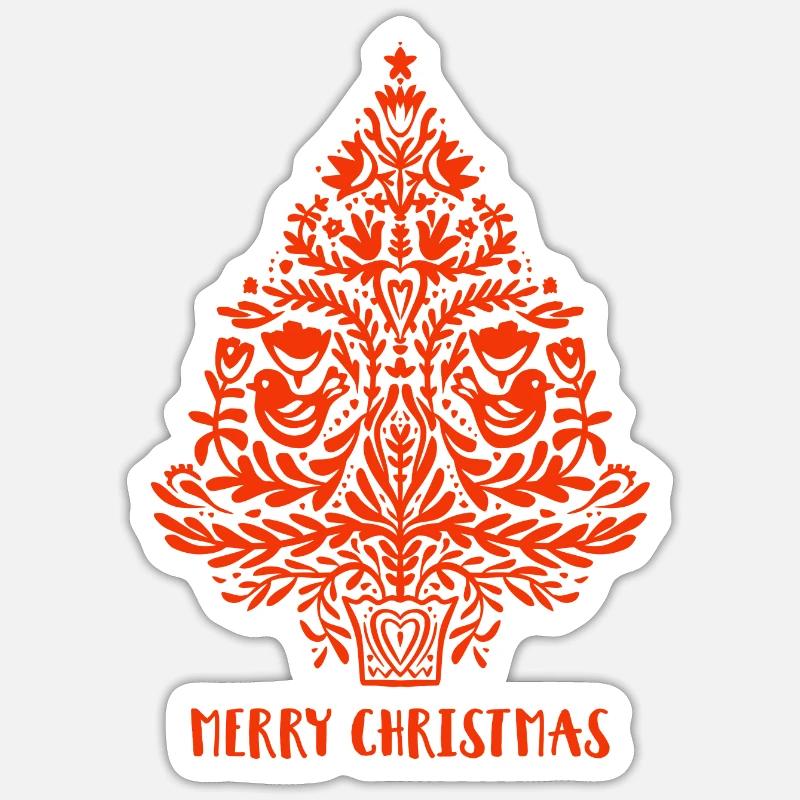 Merry christmas tree - Sticker Größe S (10 x 10 cm) - Mattweiß