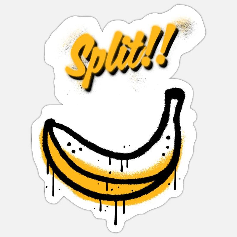 Split Banana - Sticker Größe S (10 x 10 cm) - Mattweiß