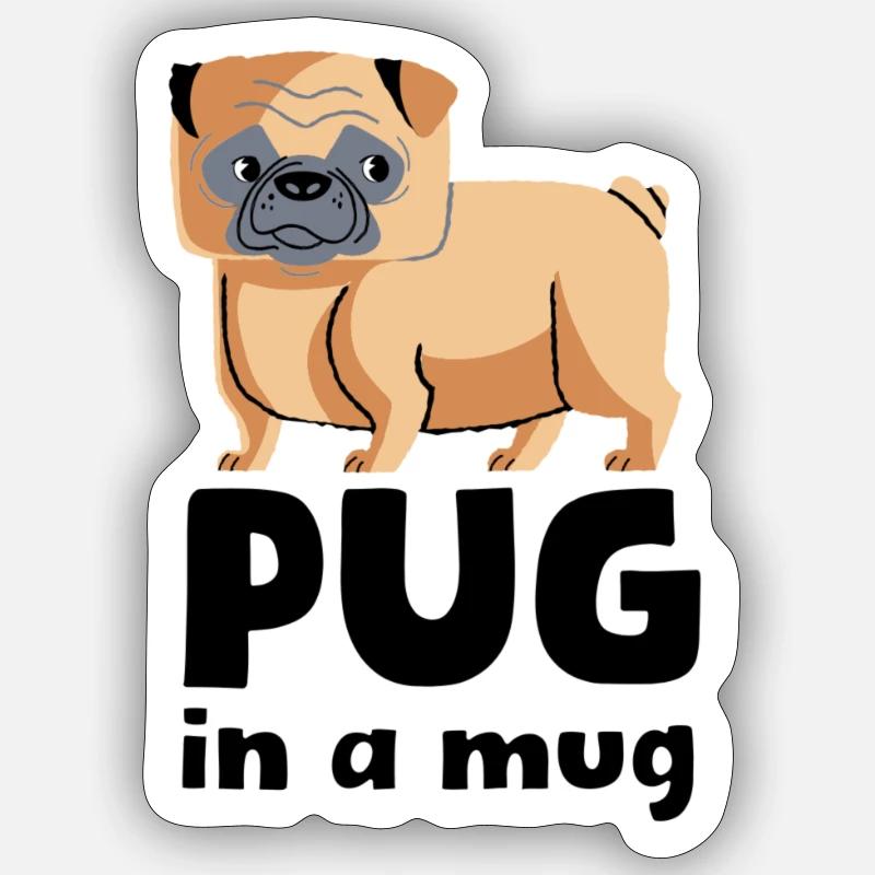 Pug in a mug - Sticker Größe S (10 x 10 cm) - Mattweiß