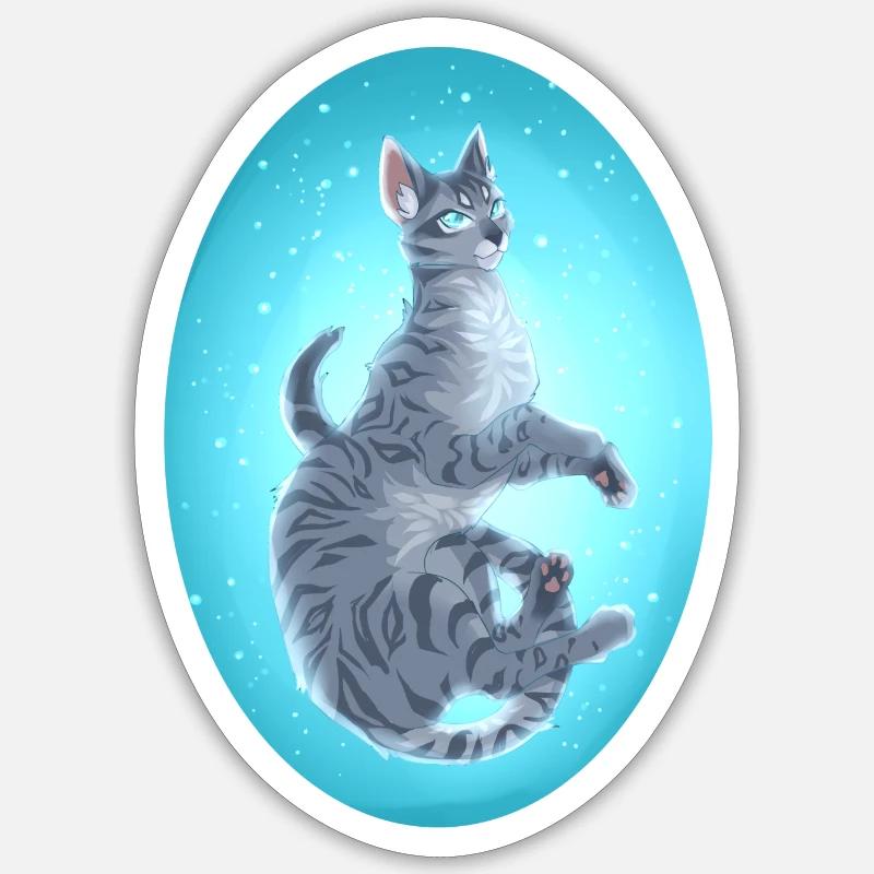 Jayfeather Häherfeder Graue Katze Warrior Cats - Sticker Größe S (10 x 10 cm) - Mattweiß