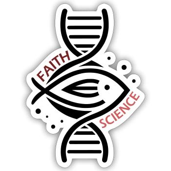 Science & Faith - DNA & Fish. - Sticker size S (10 x 10 cm) - white matte - Front