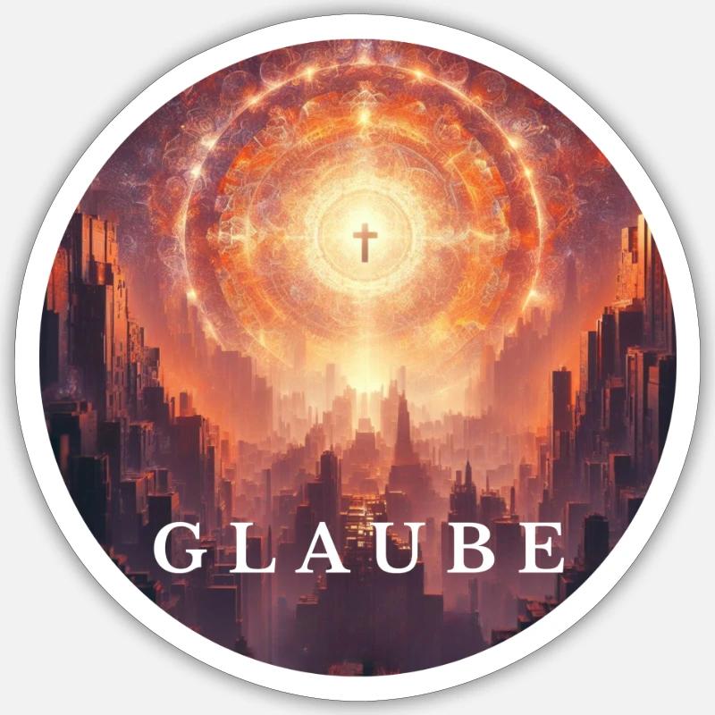 GLAUBE Religion Kirche - Sticker Größe S (10 x 10 cm) - Mattweiß