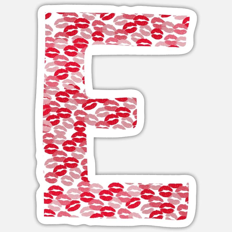 Lettre E - tshirt bisous Sticker taille S (10 x 10 cm)