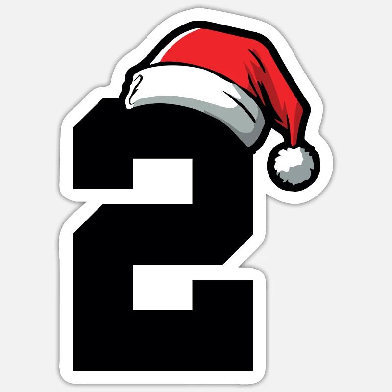2 Numéro de Noël - Sticker taille S (10 x 10 cm) - blanc mat