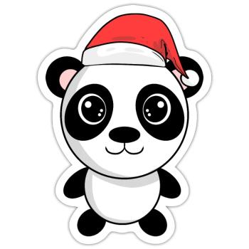Panda Kuscheltier Weihnachten - Sticker Größe S (10 x 10 cm) - Mattweiß - Vorne