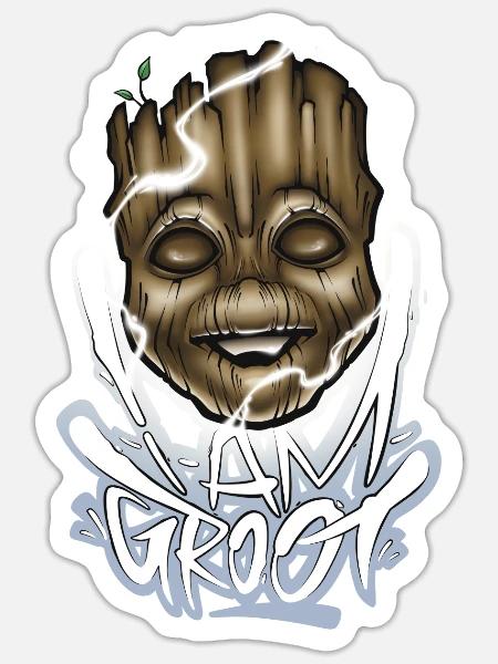 I am the Baum - Sticker Größe S (10 x 10 cm) - Mattweiß