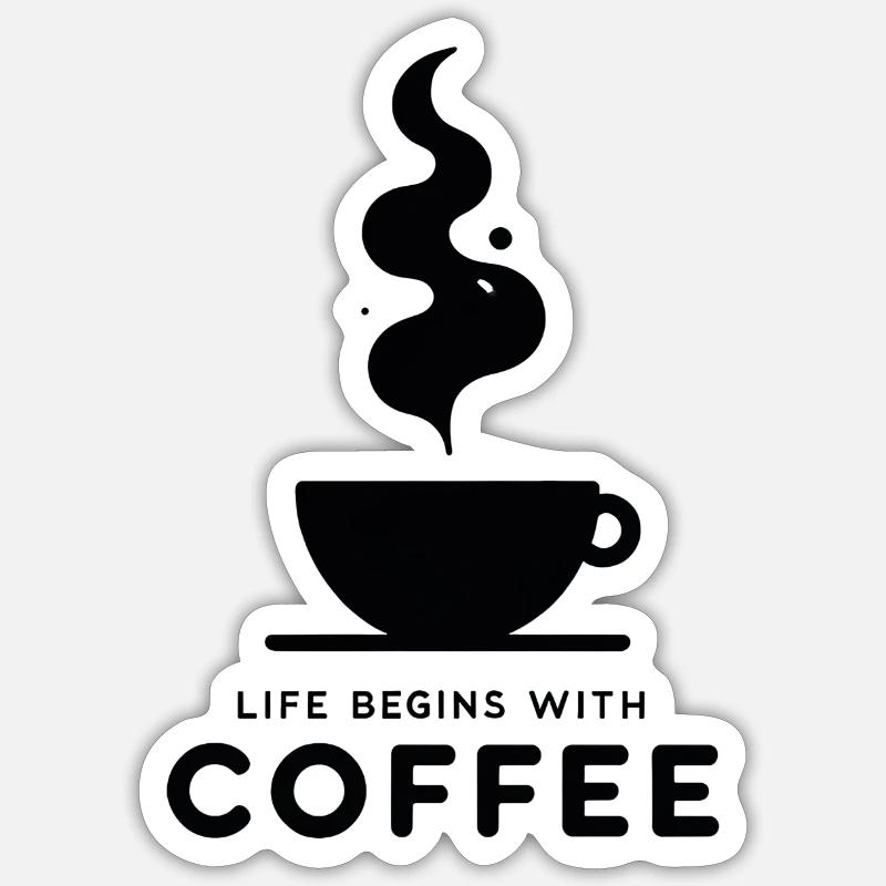 Kaffeebeginn: Leben beginnt Sticker Größe S (10 x 10 cm)