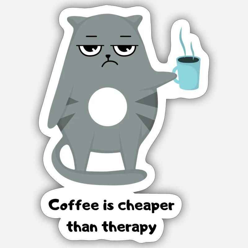 Coffee is cheaper - Sticker Größe S (10 x 10 cm) - Mattweiß
