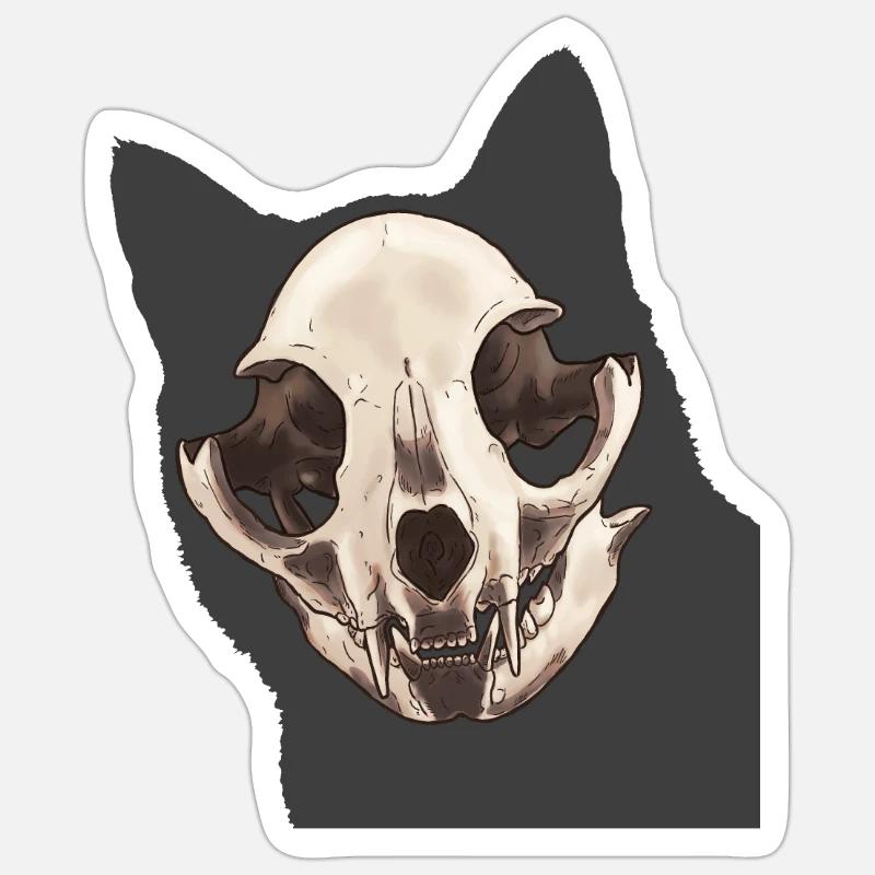 Crâne de chat Sticker taille S (10 x 10 cm)