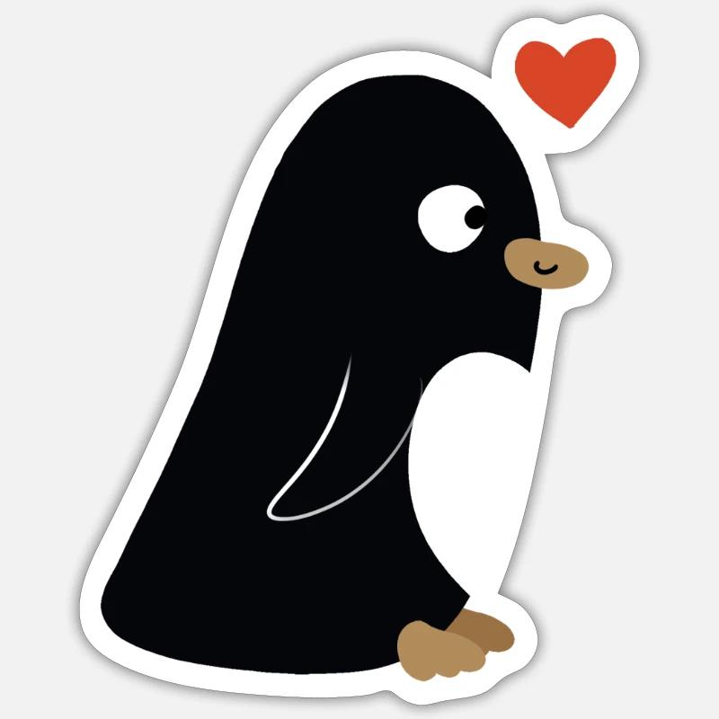 Couple de pingouins2 - Sticker taille S (10 x 10 cm) - blanc mat