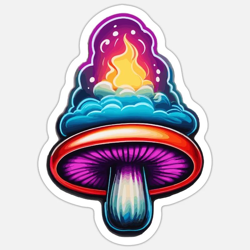 Fire Mushroom - Sticker size S (10 x 10 cm) - white matte