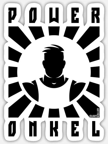 Power Onkel (Poweronkel / Strahlen / Black) - Sticker Größe S (10 x 10 cm) - Mattweiß