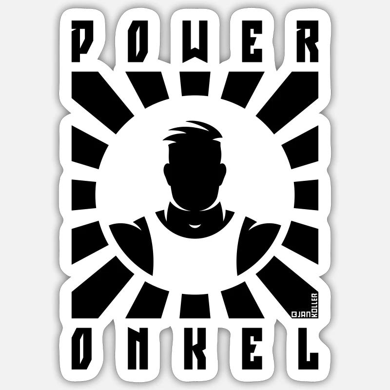Power Onkel (Poweronkel / Strahlen / Black) - Sticker Größe S (10 x 10 cm) - Mattweiß