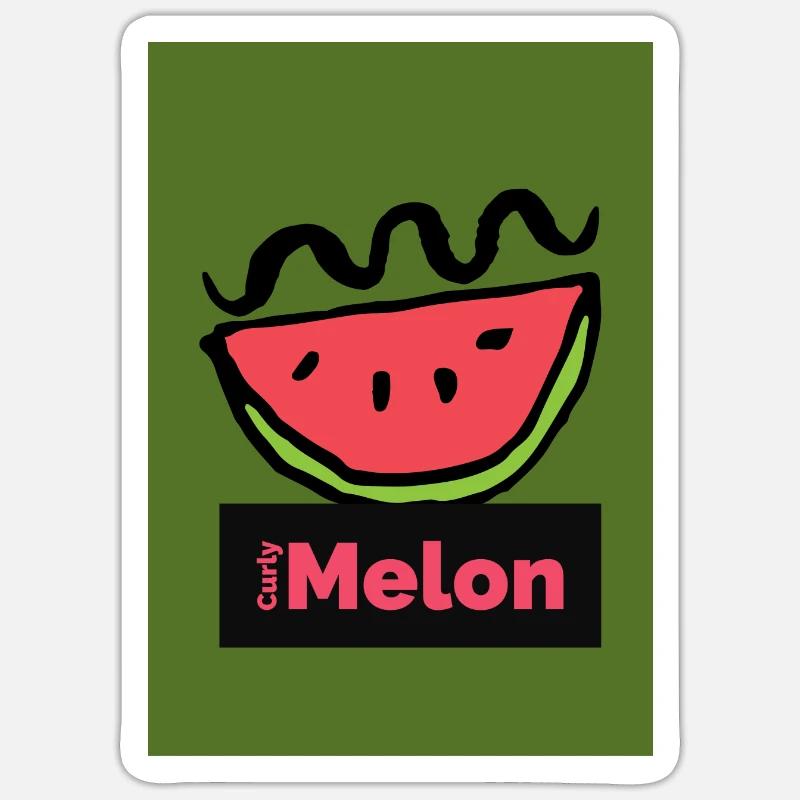 Melon frisé - Sticker taille S (10 x 10 cm) - blanc mat