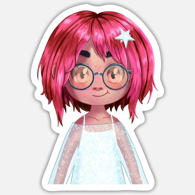 Manga Mädchen Chibi Figur PINK - Sticker Größe S (10 x 10 cm) - Mattweiß