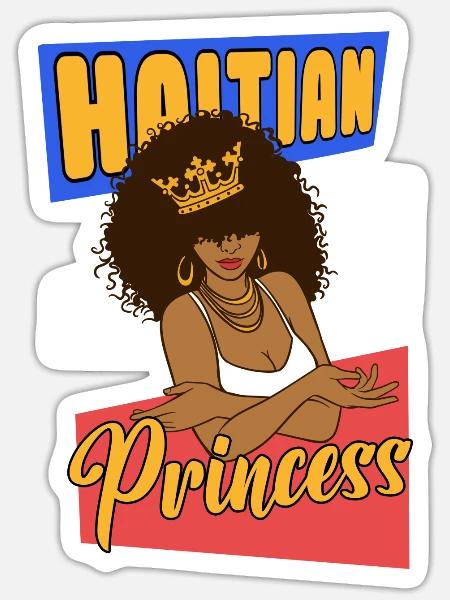 Haiti Haitian Flagge Frau Prinzessin I Geschenk - Sticker Größe S (10 x 10 cm) - Mattweiß