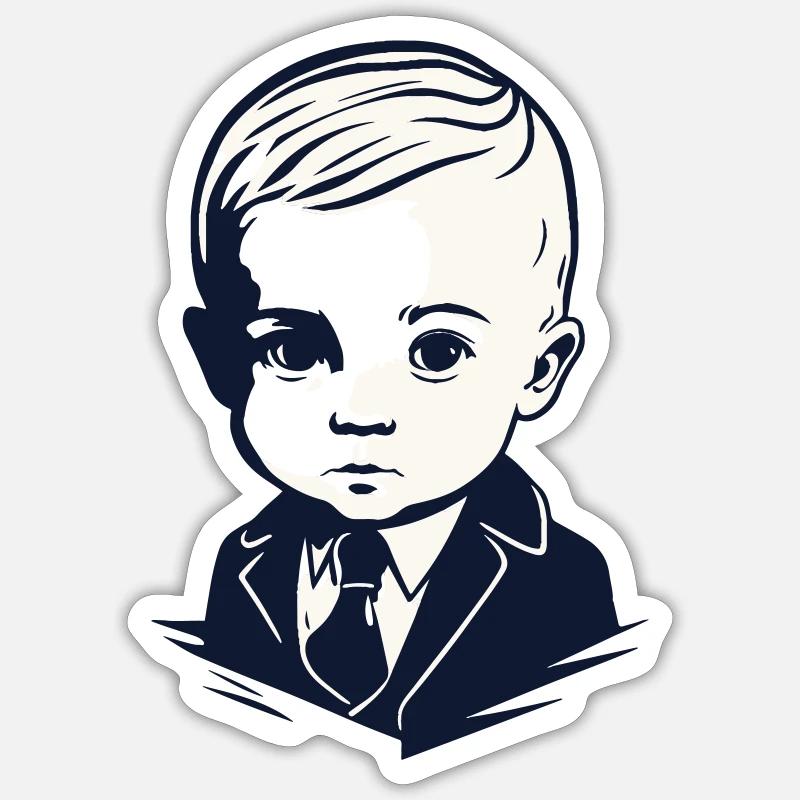 Junger Gentleman - Sticker Größe S (10 x 10 cm) - Mattweiß