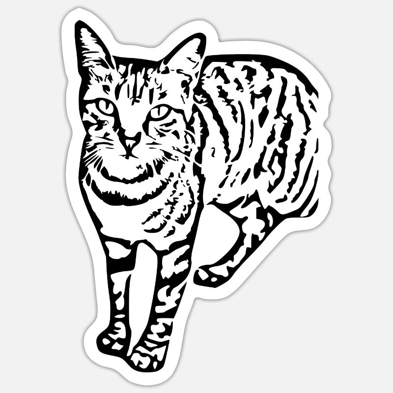 Schwarze Katze Katze Süßes Kätzchen Weihnachtsgeschenk - Sticker Größe S (10 x 10 cm) - Mattweiß