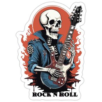 Rock 'n' Roll Skelett - Sticker Größe S (10 x 10 cm) - Mattweiß - Vorne