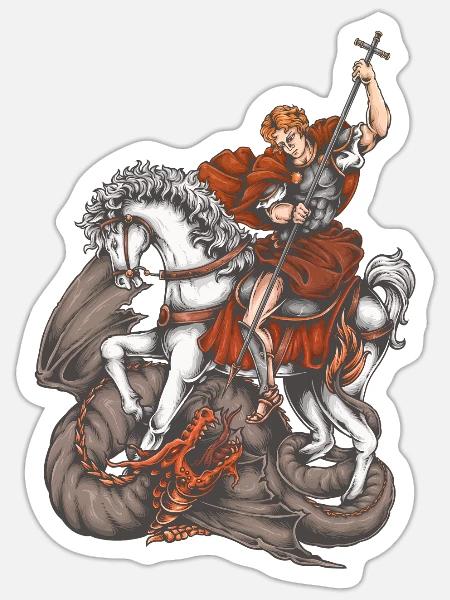 Michael Erzengel Heiliger Christliche Engel Heiliger SNK - Sticker Größe S (10 x 10 cm) - Mattweiß