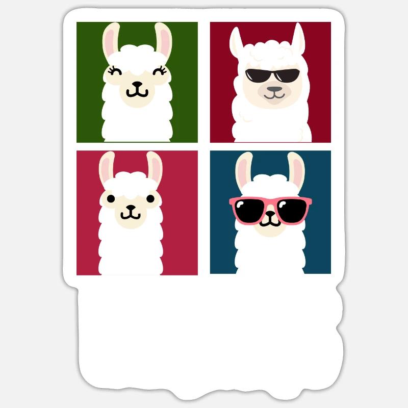 llamas - Sticker taille S (10 x 10 cm) - blanc mat