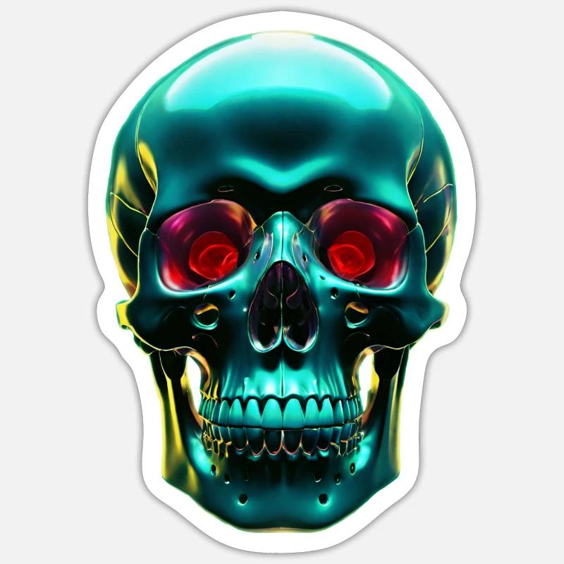 Green Skull - Sticker size S (10 x 10 cm) - white matte