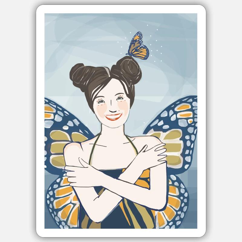 Papillon - Sticker taille S (10 x 10 cm) - blanc mat