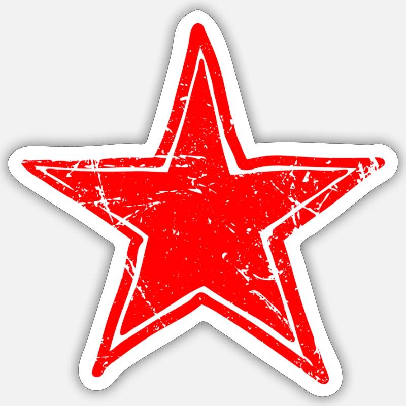 star drawn path red - Sticker Größe S (10 x 10 cm) - Mattweiß