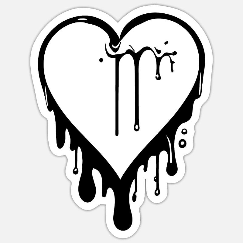 Smeltet graffitihjerte - Sticker størrelse S (10 x 10 cm) - mat hvid