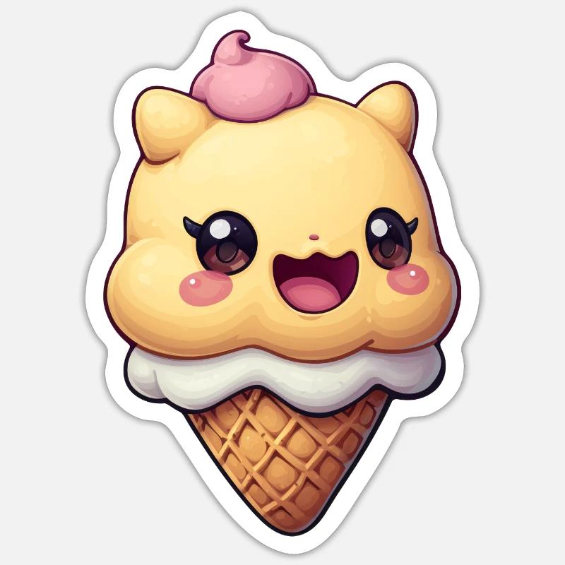 Smiling Ice Cream Creation - Sticker size S (10 x 10 cm) - white matte