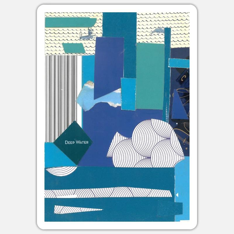 Collage bleu - Sticker taille S (10 x 10 cm) - blanc mat