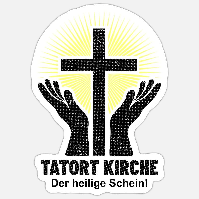 KIRCHE, DER HEILIGE SCHEIN! - Sticker Größe S (10 x 10 cm) - Mattweiß