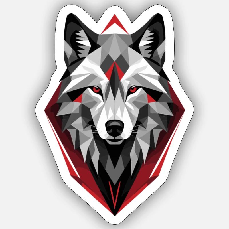 Geometric Wolf - Sticker size S (10 x 10 cm) - white matte