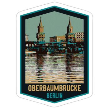 Illustration Oberbaumbrücke, Berlin - Sticker Größe S (10 x 10 cm) - Mattweiß - Vorne