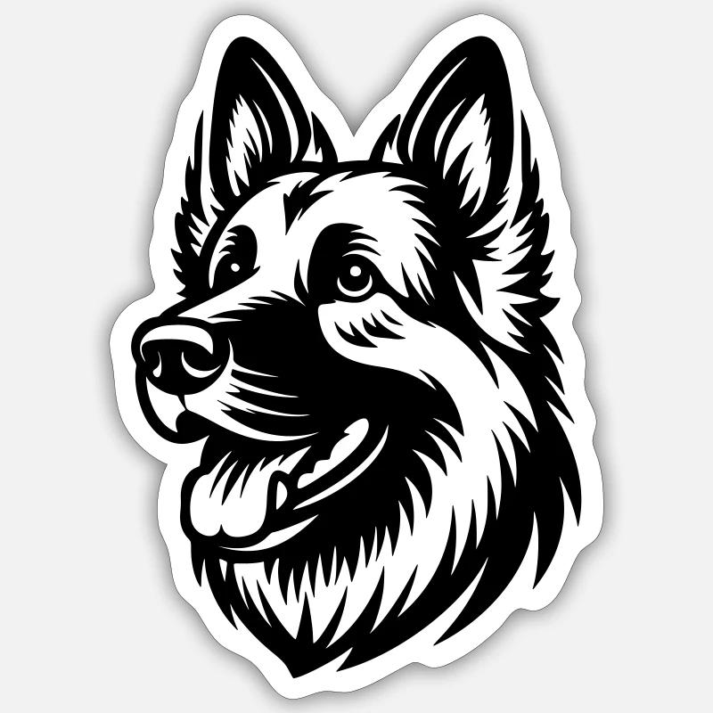 German Shepherd Drawing Head - Sticker size S (10 x 10 cm) - white matte