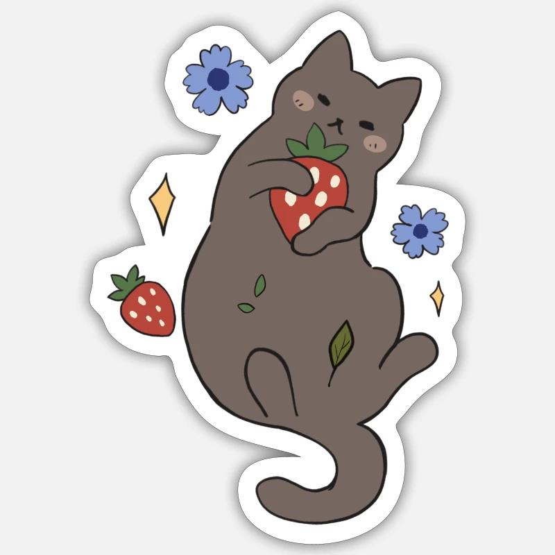Chat d’automne #3 - Sticker taille S (10 x 10 cm) - blanc mat