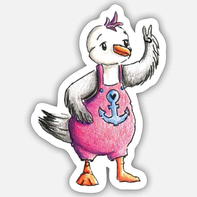 Möwe Peace - Sticker Größe S (10 x 10 cm) - Mattweiß