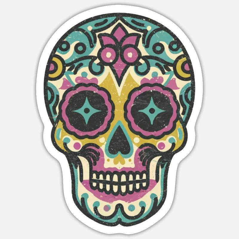 Retro Totenschädel 2 - Sticker Größe S (10 x 10 cm) - Mattweiß