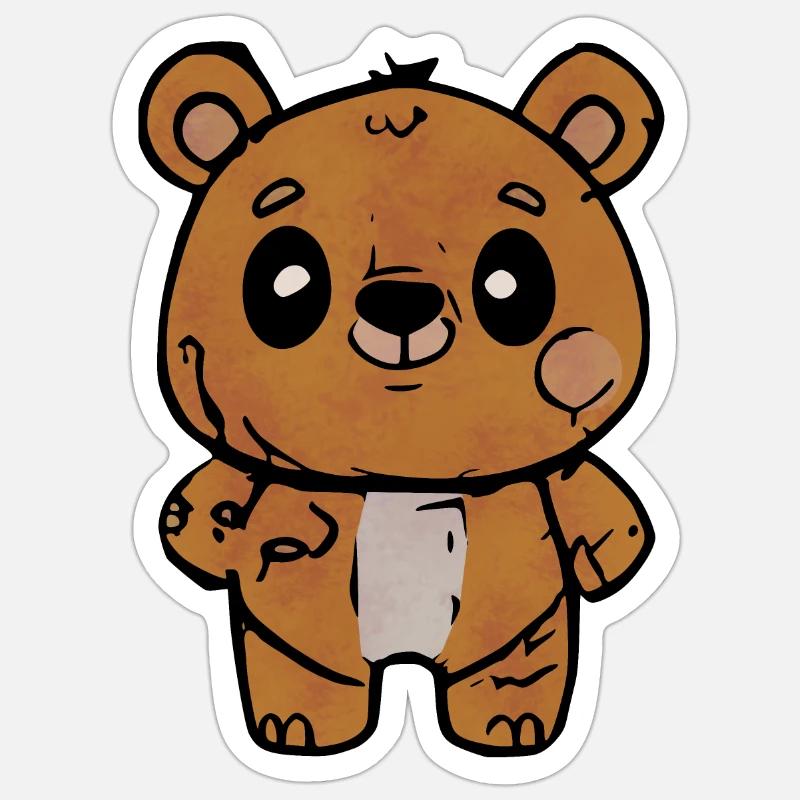 Cartoon Bear With Friendly Expression - Sticker size S (10 x 10 cm) - white matte