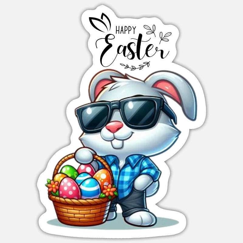 Happy Easter - Sticker Größe S (10 x 10 cm) - Mattweiß