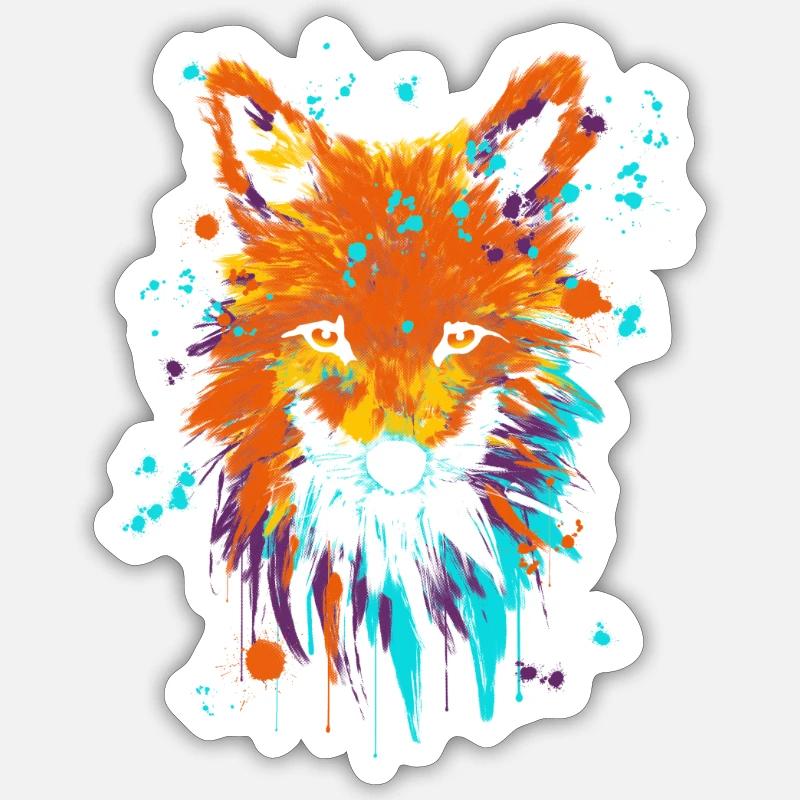 Fuchs Ölfarbe Siebdruck - Sticker Größe S (10 x 10 cm) - Mattweiß