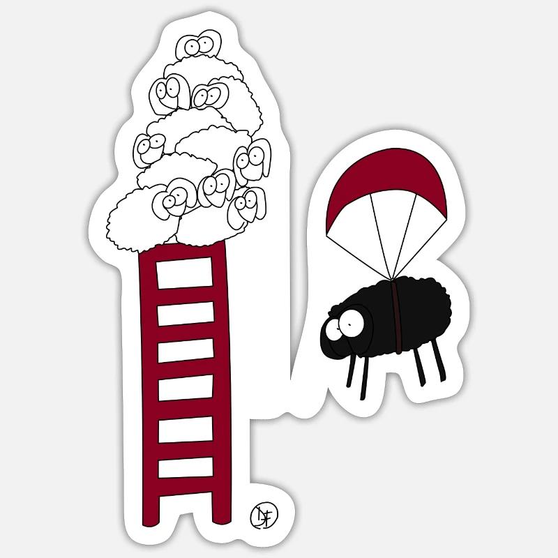 Das mutige, schwarze Schaf - Sticker Größe S (10 x 10 cm) - Mattweiß