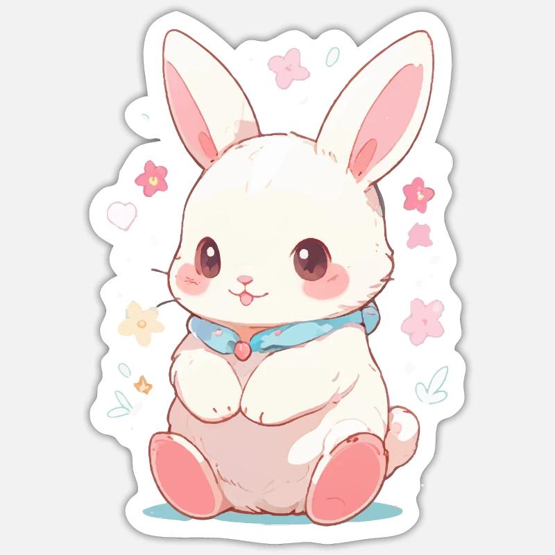 Lapin Pâques Sweet - Sticker taille S (10 x 10 cm) - blanc mat