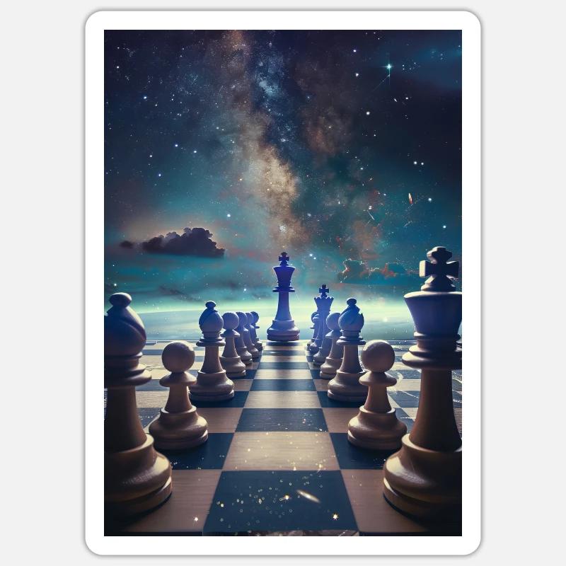 Échecs - Sticker taille S (10 x 10 cm) - blanc mat