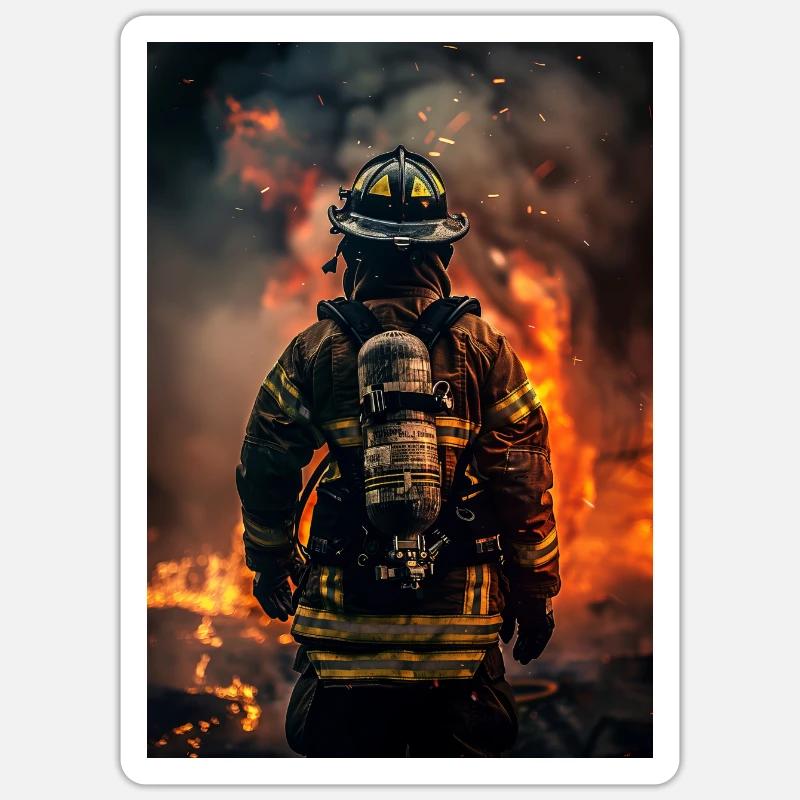 Fireman - Sticker size S (10 x 10 cm) - white matte