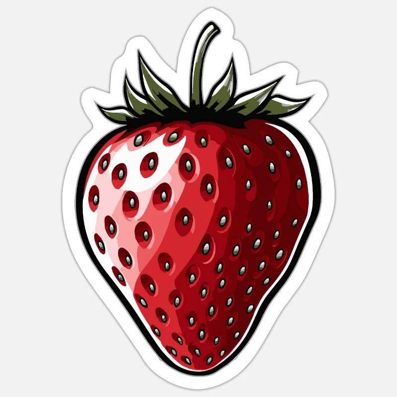 Erdbeere - Sticker Größe S (10 x 10 cm) - Mattweiß